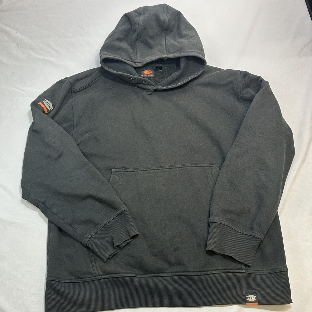Brunt Shevlin HD Hoodie Mens XL Black Lined Heavyweight Workwear Snap